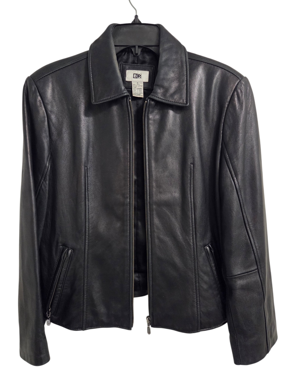 bp Black Leather Bomber Jacket